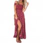 Women Sexy Long Beach Dress Flower Print Bra Split Dress