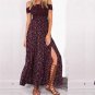 Women Sexy Long Beach Dress Flower Print Bra Split Dress