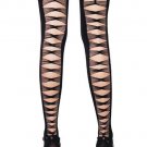 Women\'s sexy Lycra opaque thigh highs with criss cross back seam garter stocking s7818