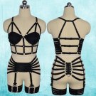Fetish Women Full Body Cage Harness Garter Sexy Lingerie Elastic Stockings Suspender Belt N0069