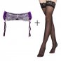 Sexy Garter Purple Lace Classic Metal Buckles Garter Belt with Black stocking set for Women/female/l