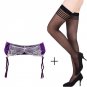 Sexy Garter Purple Lace Classic Metal Buckles Garter Belt with Black stocking set for Women/female/l