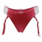 Plus Size Pink Bow Lace Removable Straps Metal Clips women/female/lady Garter belt with G-String for