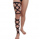 Long black Leg garter pentagram Harness stockings with garter summer style Sey leg Prom garter Gothi