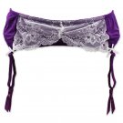 New Fashion Purple Sexy White Lace Metal Clips Garter belt for women/female/lady, Lingerie Suspender
