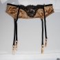 Sexy Garters Coffee Satin Lace Velvet Bow Metal Buckles Sexy Garter Belts for Stocking Fishbones Fem