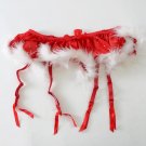 New fashion Red Christmas sexy women\'s garter belt for stocking bow decoration feather suspender be