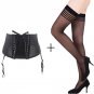 Black Garters Bow Decoration Sexy High Waist Bandage Wide Elasticity Garter Belt with Black stocking