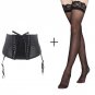 Black Garters Bow Decoration Sexy High Waist Bandage Wide Elasticity Garter Belt with Black stocking