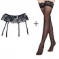 Black Garters Embroidery Floral Sexy Garter Belts with Black stocking set for women/female/lady, Clo