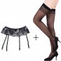 Black Garters Embroidery Floral Sexy Garter Belts with Black stocking set for women/female/lady, Clo
