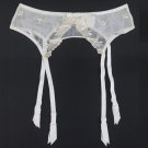New White Embroidery Floral Bow Gauze Metal Clips women/female sexy garter belt for stocking, Fashio