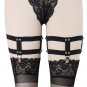 Womens Garter Pair Black Stocking Suspender Belt Sock Elastic Thigh Bondage Leg Harness Body Cage Li