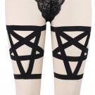 Pentagram Garter Goth Punk heart Women Leg Garter Black Stocking Suspender Belt Soft Elastic Thigh B