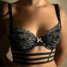 Sexy Harness Bra Hollow Black Gothic Binding Garterbelt Erotic Lingerie Rave Wear Stockings for Wedd
