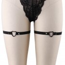 Womens Leg Ring Harness Garter Thigh Belt Pastel Goth Rivet Heart Punk Soft Elastic Black Stocking S