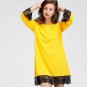 2017 New Arrival Autumn Women O Neck Patchwork Lace Mini Dress Long Sleeve Casual Loose Fashion Shor