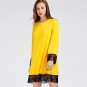 2017 New Arrival Autumn Women O Neck Patchwork Lace Mini Dress Long Sleeve Casual Loose Fashion Shor