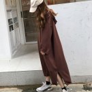 Winter Ladies Women Fashion Casual Long Sleeve Pockets Hooded Dress Split Hoodies Vestido Loose Soli