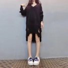 Women Ladies Fashion Vintage  Autumn Winter V Neck Long Sleeve Hollow Knitted Dress PulloverSweater 