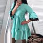 New Design 2017 Women Dress Sexy Half Sleeve A Line Club Party Mini Dress O Neck Lace Patchwork Ruff