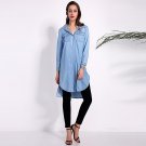 2017 Women Dress Sexy Lapel Neck Long Sleeve Blouse Shirts Vintage Embroidery Casual Loose Irregular