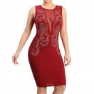 Hot Sale 2017 Summer Women Sexy Sleeveless O Neck Pencil Dresses Casual Diamonds Patchwork Dress Pac