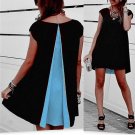 2017 Women Loose Fashion Mini Dress Short Sleeve Round Neck Patchwork Leisure Party Beach Sexy Chiff