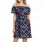 Off Shoulder Black Dress Women Strapless Slash Neck Striped Print Girl Sundress Party Beach Casual A