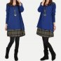 2017 Autumn Winter Women Plaid Spliced Short Dress Long Sleeve Round Neck Loose Casual Party Female