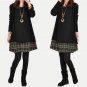 2017 Autumn Winter Women Plaid Spliced Short Dress Long Sleeve Round Neck Loose Casual Party Female