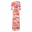 AIEnny Women Elegant Long Dress New Floral Printed V-neck Mid Sleeve Dress 2017 Autumn Sashes Floor 