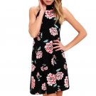 Floral print Sleeveless Dress Mini dress Women strap beach 2017 summer dress Sexy backless Halter dr