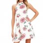 Floral print Sleeveless Dress Mini dress Women strap beach 2017 summer dress Sexy backless Halter dr
