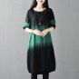 Gradient Color Vestido Autumn Loose Casual Retro Party T-Shirt Dress 2017 Vintage Women Crew Neck Lo
