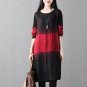 Gradient Color Vestido Autumn Loose Casual Retro Party T-Shirt Dress 2017 Vintage Women Crew Neck Lo