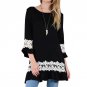 New Arrival 2017 Autumn Women Mini Dress Ladies Lace Crochet Vestidos Casual O Neck 3/4 Sleeve Ruffl