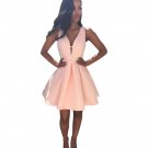Summer V Neck Sleeveless Women Dresses Fashion Pink Chiffon Party Dress 5 #LSN