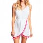 2017 Summer Sexy Spaghetti Strap V Neck Mini Dresses Women Tassel Patchwork Dress Asymmetrical Backl