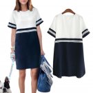 2017 Summer New Arrival Women Dress Street-Style Stripe Patchwork Short Sleeve O-Neck Mini Dress Cas