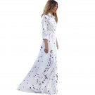 Women Dress Long Elegant Lady Summer Long Beach Dresses 2016 Sexy Boho Party Chiffon Long Sleeve Whi