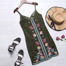 2017 New Fashion Women Sleeveless Floral Print Mini Dress Casual Spaghetti Strap V Neck Bodycon Club
