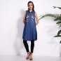 Vestidos 2017 Summer Women Long Blouse Shirts Vintage Embroidery Blue Denim Dress Casual Loose Sleev