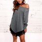 2017 Autumn Women Mini Dress Asymmetric Hem Long Shirt Dresses Tassel Loose Casual Fashion Vestidos