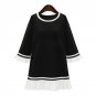 Plus Size New Womens Fashion Autumn Crew eck 3/4 Butterfly Sleeve Loose Mini Dress 2017 Ruffles Lace