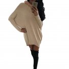 Women\'s Fashion Dress Long Sleeve O-Neck Fur Collar Batwing Sleeve Ladies Mini Dress Winter Women C