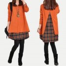2017 Spring Autumn Plus Size Women Loose Casual Robe Femme Vintage Dresses Korean Style Long Sleeve 