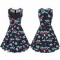 Party Vestidos 2017 Women Elegant Strap Patchwork A-Line Large Dress Vintage Print Knee Length Holid