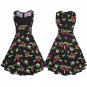 Party Vestidos 2017 Women Elegant Strap Patchwork A-Line Large Dress Vintage Print Knee Length Holid