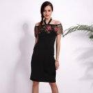 Vestidos 2017 Summer Women Sexy Bodycon Knee Length Dress Retro Halter Slash Neck Off Shoulder Embro